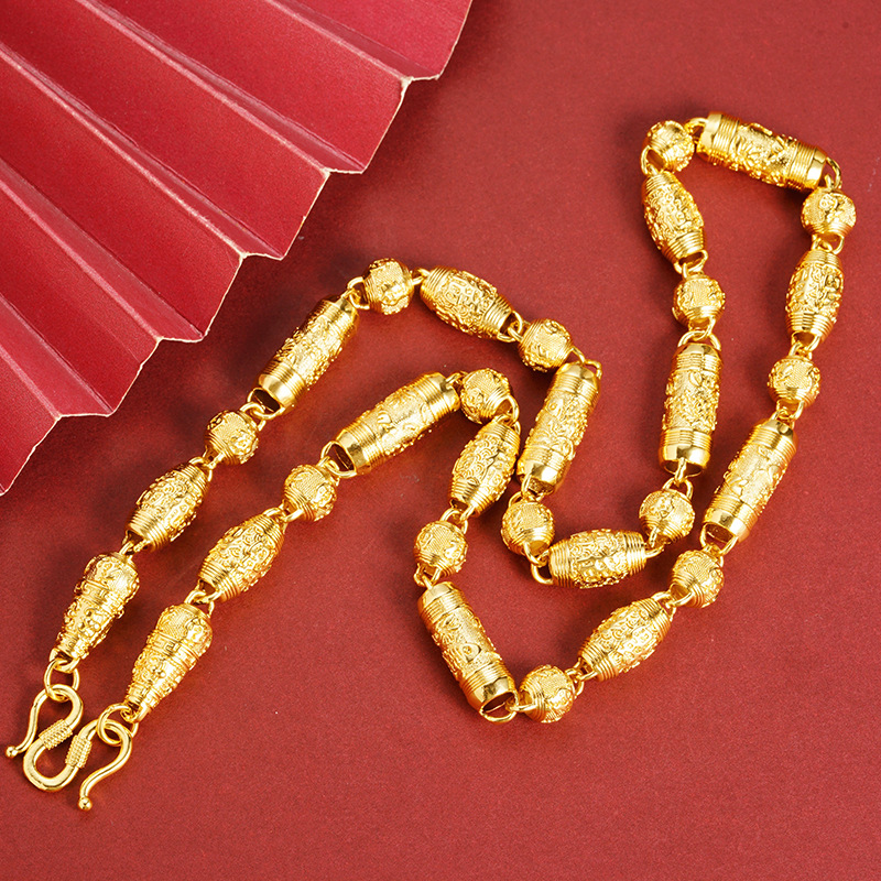 Collar de oro de arena de Vietnam Xiangyun Pan Long Fu Perlas de oro de latón chapado en oro para hombres joyas dominantes al por mayor