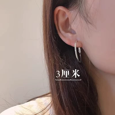 Серебряные серьги S925, булавка, простые элегантные обручи, 3–7 см