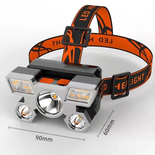 Cross-border new strong light headlight led five-head aircraft light usb charging head-mounted small flashlight outdoor miner's lamp headlight