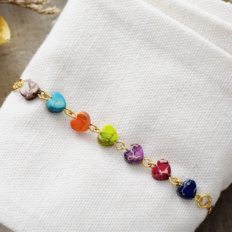 Women'S Gender Fashion Heart Shape Emperor Stone Titanium Steel Beaded Bracelets 1 Piece