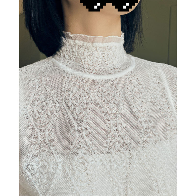MY 花间酒蕾丝打底衫 长袖内搭半高领T春秋冬女|undefined