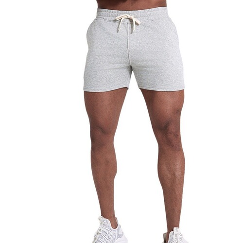 Men's Summer Gray Running Training Athletic American Style Casual Elastic Deep Squat Three-Piece Shorts Trendy