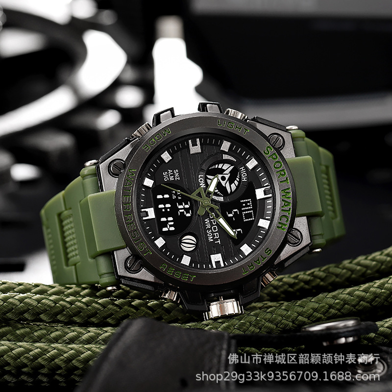 Comercio exterior transfronterizo electrónico reloj coreano multifuncional juventud deportes al aire libre luminoso estudiante cuarzo doble pantalla al por mayor