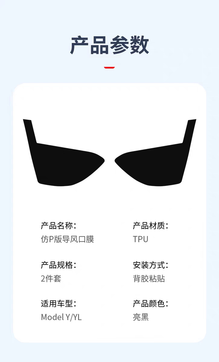 Suitable for Tesla's New Version Model Y/Yl Imitation P Version Air Vent Film Tpu Front and Rear Bumper Film Modification Accessories