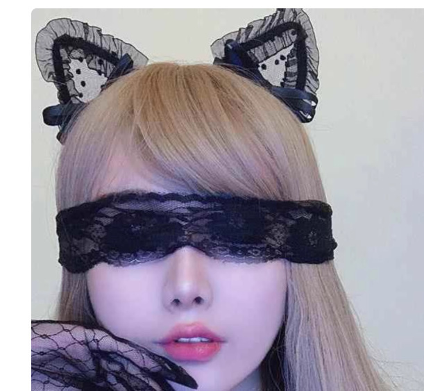 【T28】검은 물방울 고양이 귀(아이마스크 제외)