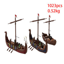 跨境热卖现货MOC- 182527拼装小颗粒积木小船龙舟模型DIY玩具