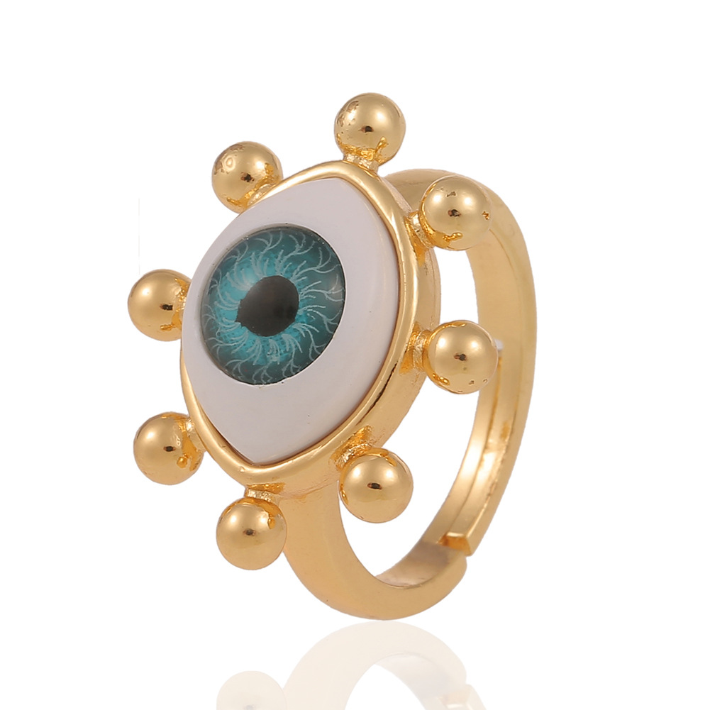 Fashion Vintage Geometric Eye Copper Inlaid Zircon Ring Wholesale Nihaojewelry display picture 6