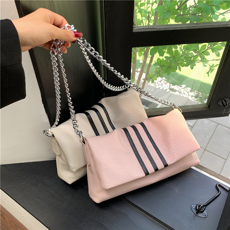Korean Fashion Chain Bag 2023 Summer New Handbag Lychee Pattern Shoulder Bag Simple Versatile Crossbody Bag Women_voghion.com