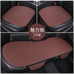 車用シートクッション 夏用布製アイスシルク3点セット 5人乗り用通気性シートクッション 滑り止め通気性シートパッド