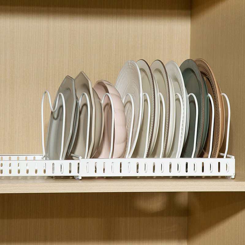 Tapa de la olla retráctil estante DE LA MESA estante de almacenamiento de cocina ajustable estante de plato de múltiples capas estante de almacenamiento retráctil hogar sin perforar