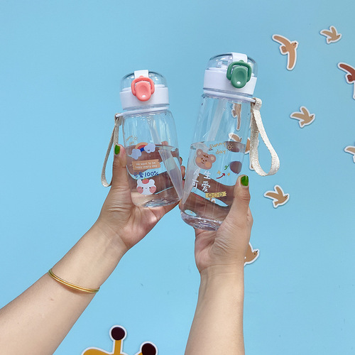 Carefully selected trendy Internet celebrity pop-top plastic water cup for outdoor portable student portable sports water bottle and cute cup