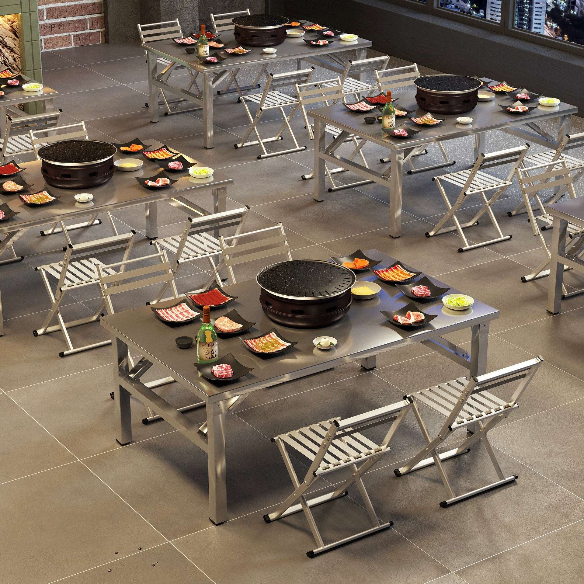 Коммерческий ресторан-барбекю, уличные столы и стулья, складной уличный ларек из нержавеющей стали, стол для барбекю, ночной рынок, продуктовый ларек, оптовая продажа
