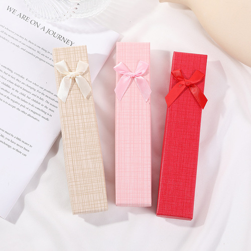 Rectangular wooden hairpin box with bow ribbon watch box gift box jewelry box necklace bracelet jewelry box wholesale