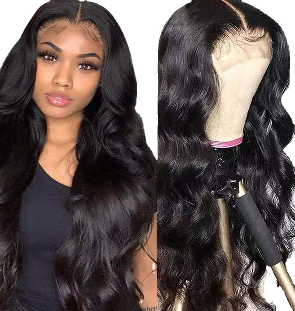 Transfronterizo nueva moda europea y americana de fibra química sombrero negro de las mujeres de longitud media Pelo Rizado de onda grande multi-color opcional