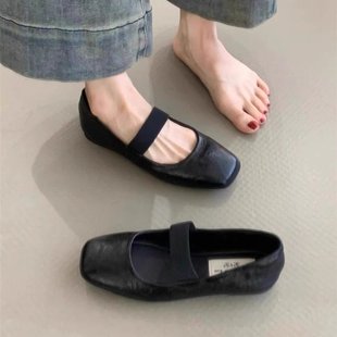 Single Shoes Women's Fragrant Style Flat Shoes 2025 Spring New Mary Jane Women's Shoes Square-toe Ladyshoes Late Evening Style Gentle Shoes