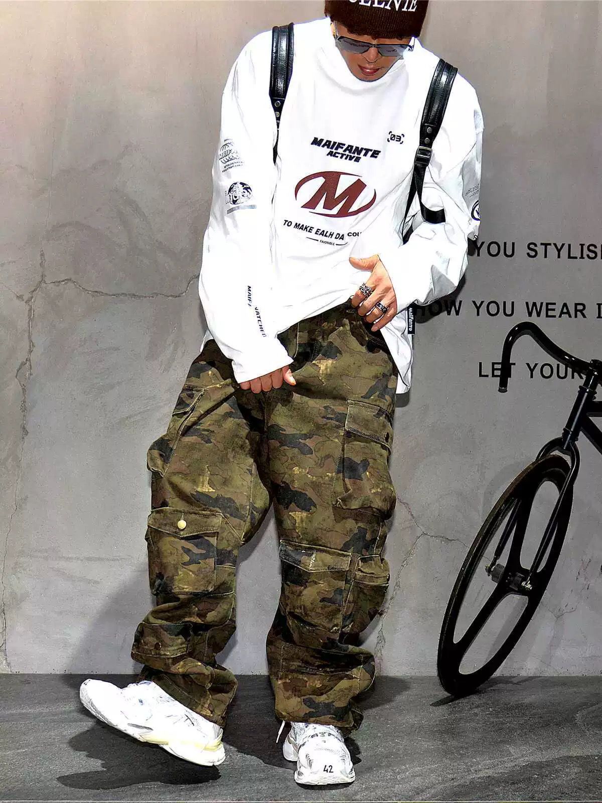 Jeans da lavoro multitasche svasati stile mimetico retrò da uomo, di marca alla moda, larghi e larghi, pantaloni lunghi casual da uomo._voghion.com