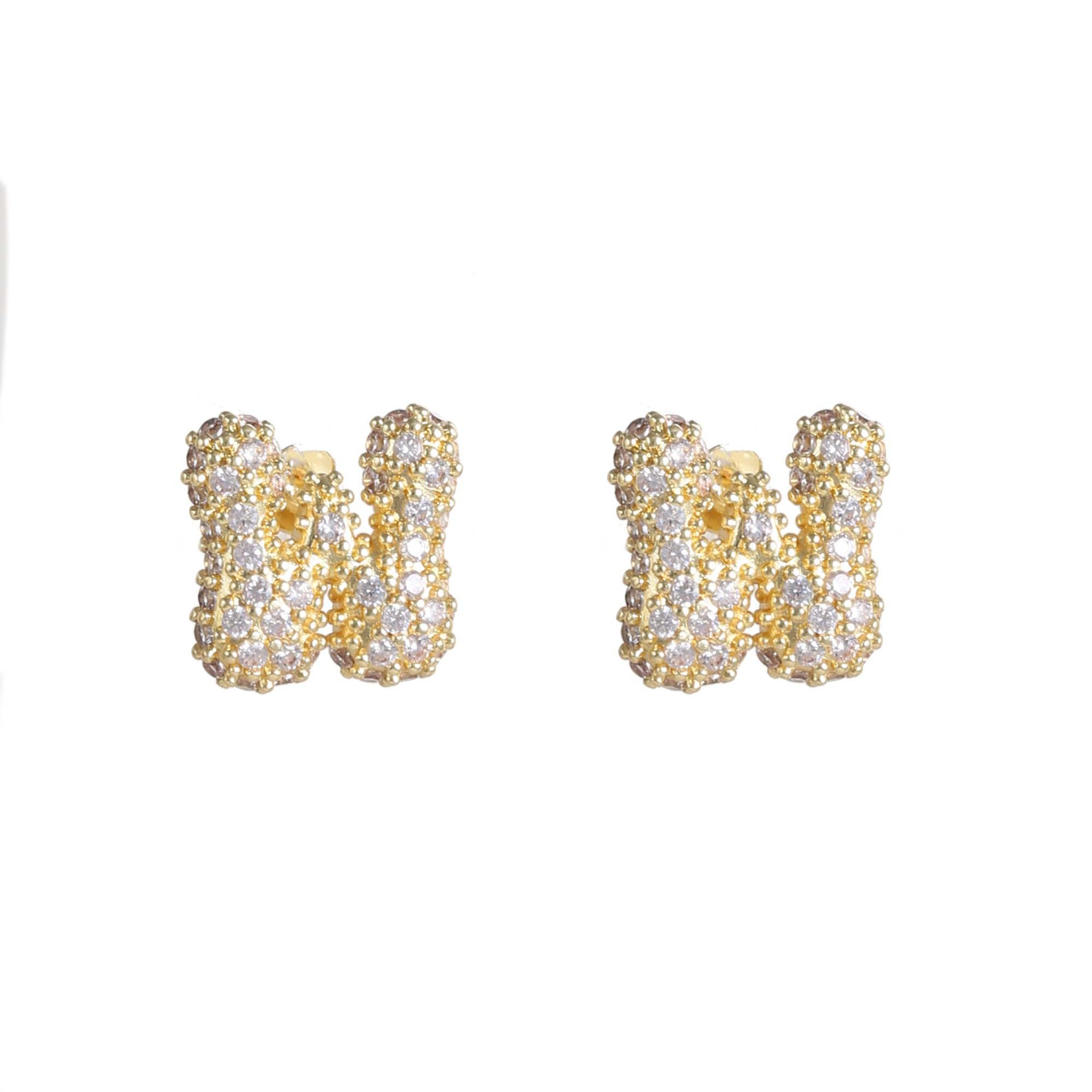 6g Weight Copper Ear Needle Material Ear Studs Classification 1 Pair Quantity Daily Occasion Copper Material Letter Pattern All Seasons Season Women's Gender Plating Design Classic Style Style 1 Pair Classic Style Letter Plating Copper Ear Studs 27