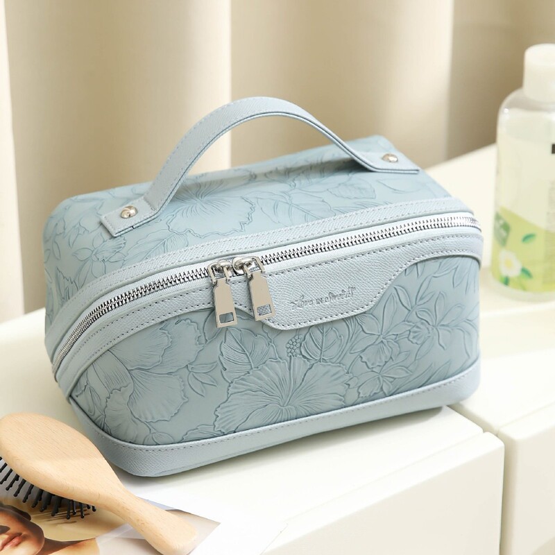 Rishang PU Leather Large Capacity Cosmetic Bag, Vintage Embossed Design, Exclusive for Amazon, Multifunctional Rishang PU Leather Large Capacity Cosmetic Bag, Vintage Embossed Design, Exclusive for Amazon, Multifunctional