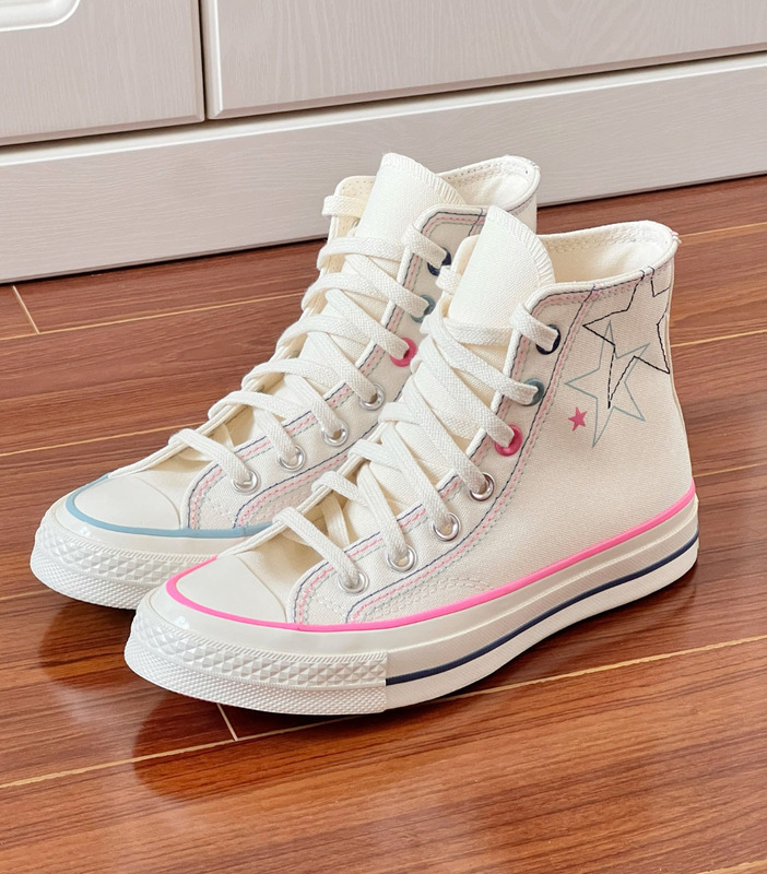 Meiqi Converse 1970S 春の新作 メンズ レディース ハイカット ホワイト パウダー マンダリン スター カジュアル キャンバス スニーカー A15744C|undefined