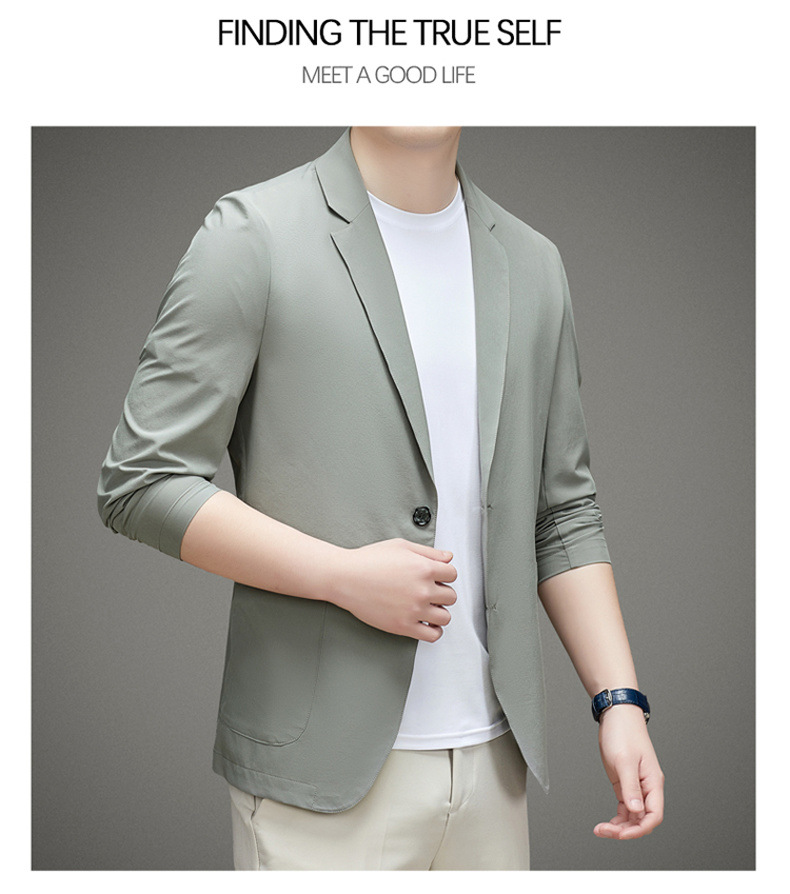 男士单西服春夏季轻薄款冰丝防晒衣高级感商务新款休闲小西装外套详情13