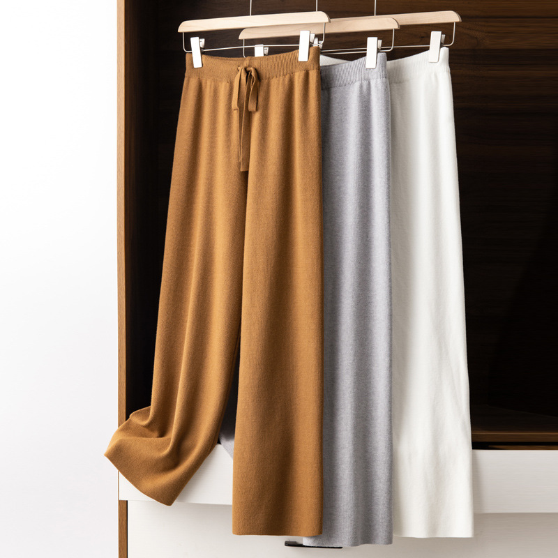 White woolen demi-season trousers