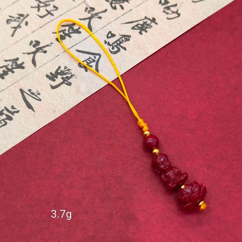 高含量朱砂紫金砂平安扣福袋招财猫莲花佛公手机链钥匙扣批发|undefined