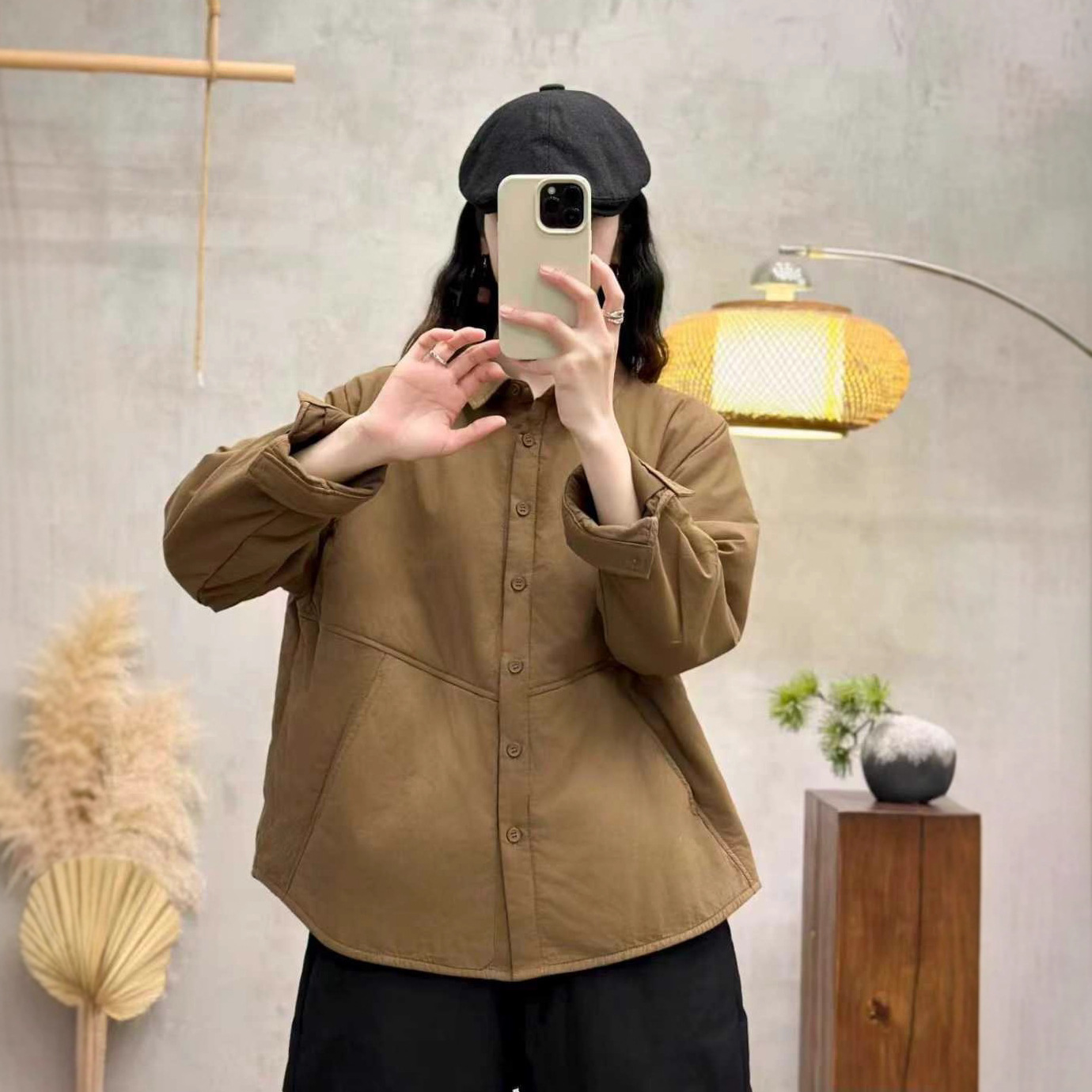 韩版文艺复古轻软棉服女2025冬季新款夹棉衬衫休闲保暖棉衣 2512