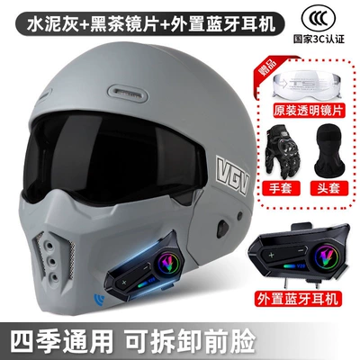 3C Motorcycle Scorpion Helmet for Motosiklet dəbilqələri - s-scorpion-ii-matte-cement-gray-black-tea-lenses-external-bluetooth-free-transparent-lenses-gloves-headgear