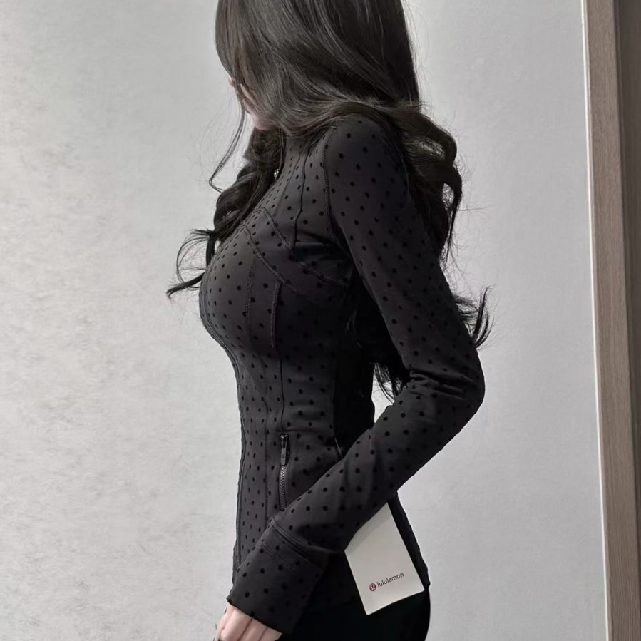 Lulu original standard polka dot stand collar jacket Define Jacket yoga jacket slim fit top for women fitness running 2