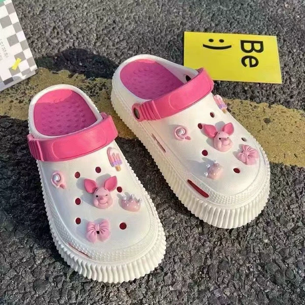 Rose red pink pork hole shoes