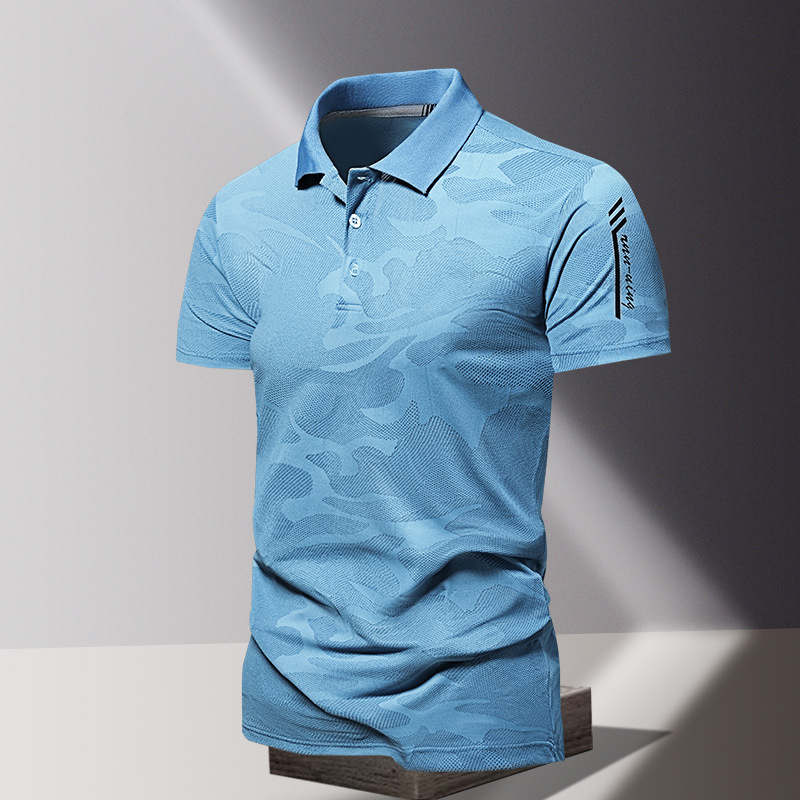 High-end men's sports short-sleeved breathable polo shirt new summer ice silk top golf quick-drying lapel T-shirt