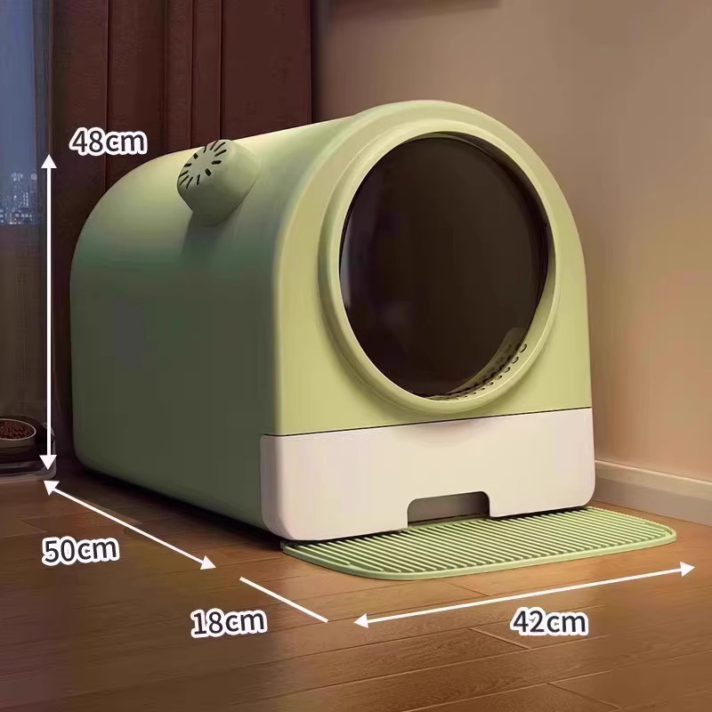 [잔디 그린 + 고양이 쓰레기 삽] + 모래 방지 발 패드