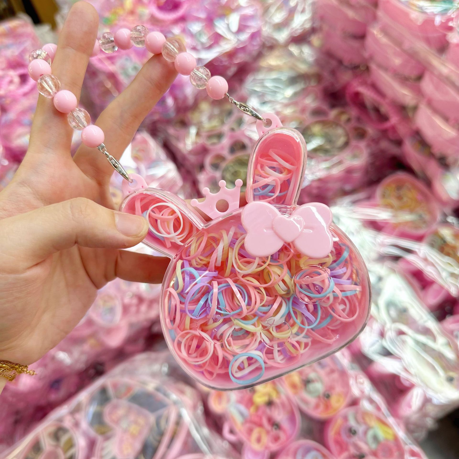 Mini cabeza de princesa en caja, clip de agarre pequeño, clip de flequillo, horquilla rota en la frente, banda elástica para niños, no daña el cabello, anillo del pulgar al por mayor image 89