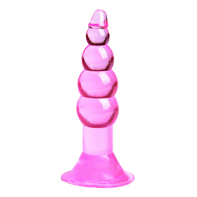 Crystal Anal Plug with Beaded TPE Shaft, Purple Wearable Design for Adults — detail image 4