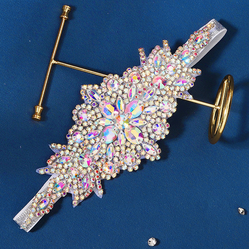 Fashion Water Droplets Flower Cloth Inlay Rhinestones Hair Band 1 Piece