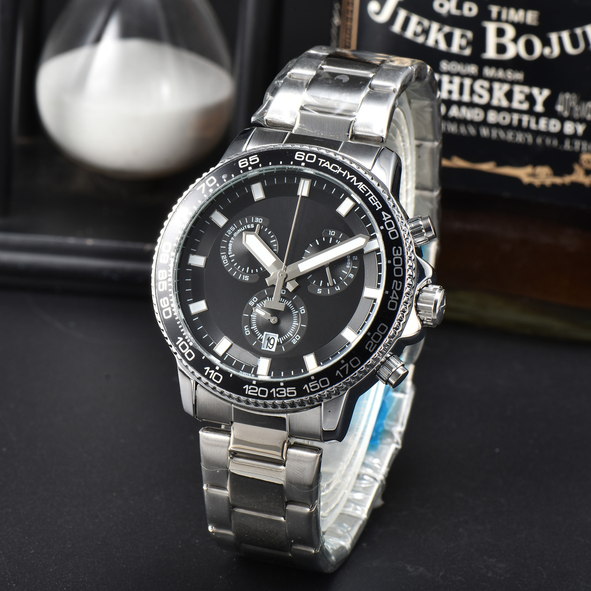 Multifunctional Fully automatic Men's Six Needle Full Function Quartz with Steel Band Timing Watch_voghion.com
