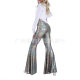 European and American New Products Halloween 70S Hippies Bronzing Snake Pattern Flared Pants Elderly Disco Performance Costumes