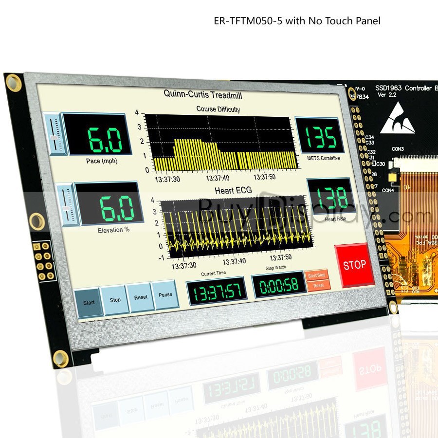 5寸TFT LCD彩色液晶显示屏配SSD1963控制板/并口/可配触摸屏