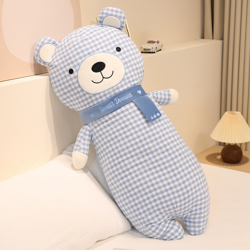 Bufandas de dibujos animados osos dormidos almohada de brazo largo dormitorio piernas de sujeción lateral almohada de cama almohada de cama almohada tela desmontable