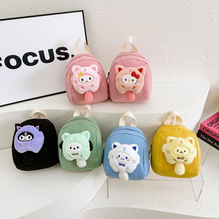 2025 New Children's Canvas Bag Cartoon Cute Girl Kindergarten School Bag Lightweight Burden-Reducing Children's Plush Bag