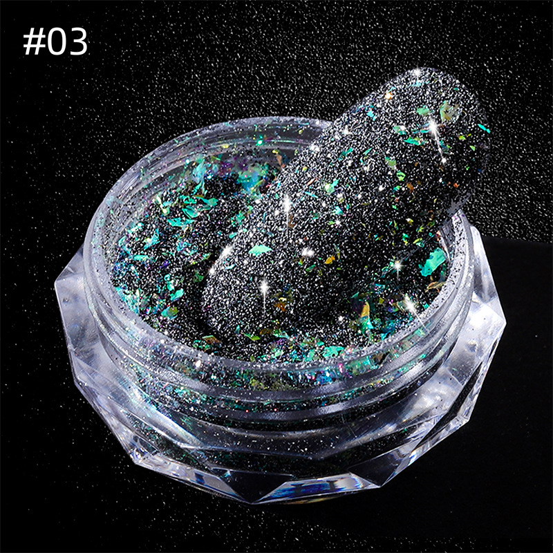 Internet celebridad nueva fantasía manicura Opal brocado diamante polvo flash polvo reflectante diamante lentejuelas disco flash polvo