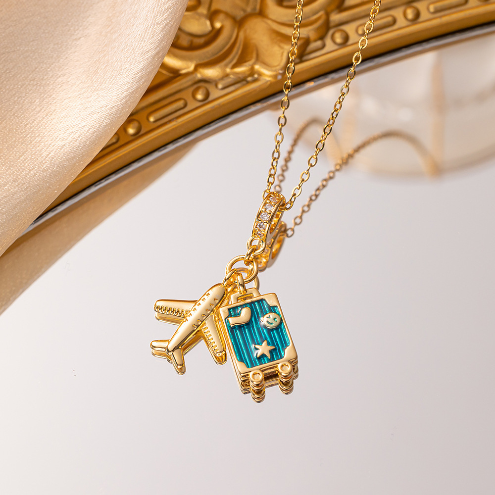1 Piece Quantity Wholesale Jewelry Simple Style Commute Titanium Steel Copper Diamond Pendant Necklace