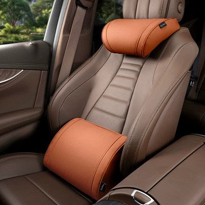 Headrest | Tesla Neck Pillow, Lumbar - little-k-lychee-pattern-love-horse-orange-headrest-waist-support
