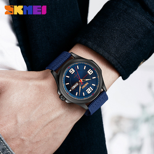 SKMEI New Student Casual Nylon Strap Watch with Night Light Quartz Movement for Drop Shipping