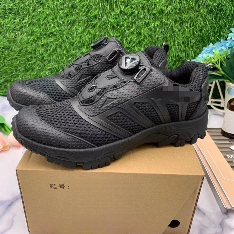 新式快速反应穿脱训练鞋自动扣户外黑色体能作训鞋防滑徒步登山鞋