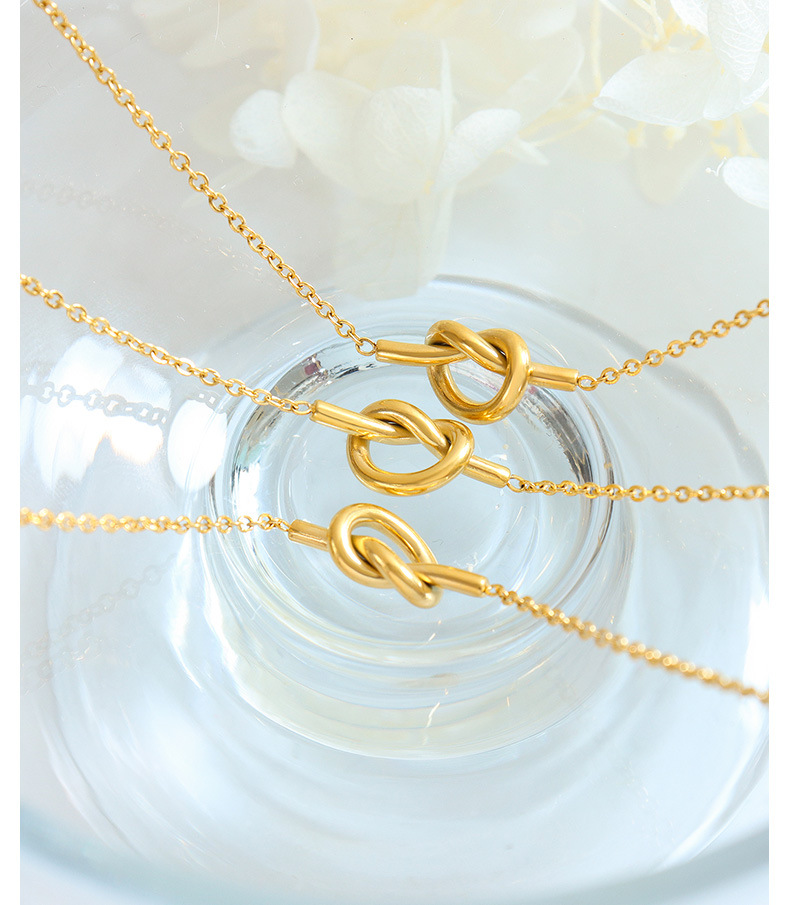 Einfacher Stil Knoten Titan Stahl Überzug 18 Karat Vergoldet Halskette display picture 8