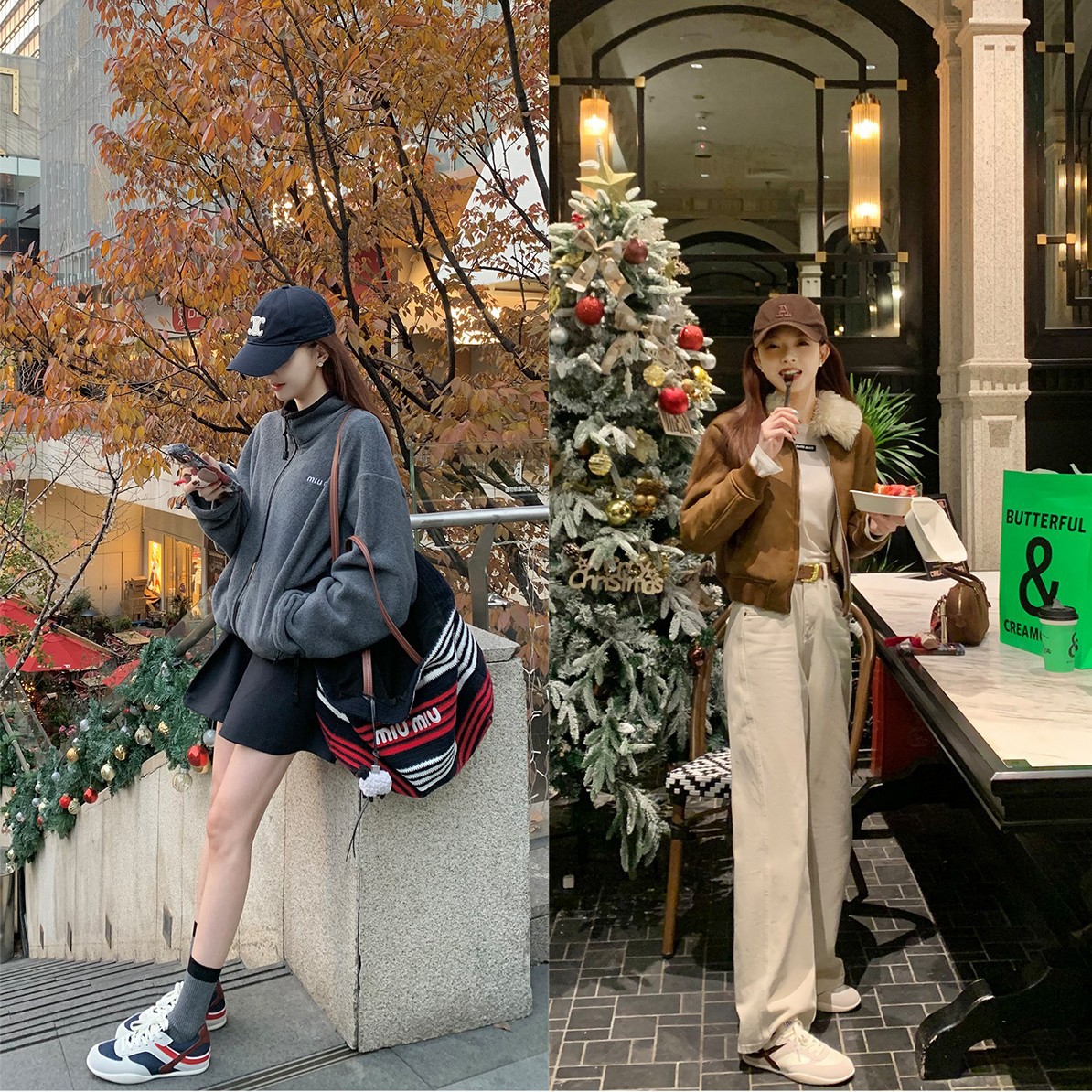 Versión de cuero de vaca ~ grapa madre Miu lazos de color contrastante cómodos lazos transpirables empalmados zapatos deportivos casuales zapatos Gump mujeres