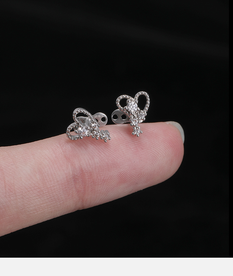 Geometric 316L Stainless Steel Dermal Anchor Piercing Jewelry with Cubic Zirconia - Exaggerated Buried Nail for Women detail image 10