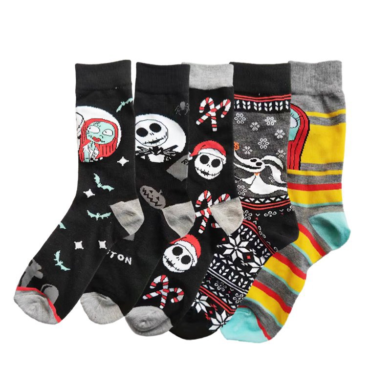 Men's wholesale cotton socks plus size cotton animation four seasons manufacturers casual Halloween European and American women ins Amazon socks