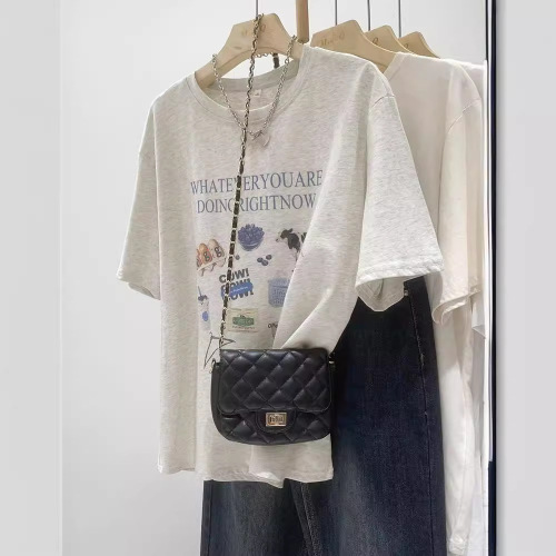 Super Soft Modal Simple Korean Version New Cartoon Print T-Shirt for Women Summer 2024 Loose Short Sleeve Top Fashion